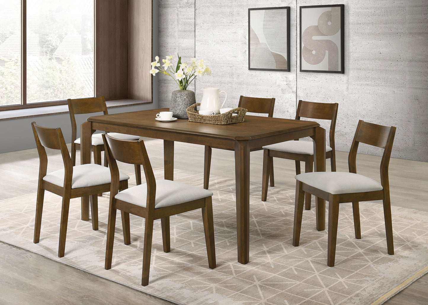 Almonte 59-inch Rectangular Dining Set Dark Brown