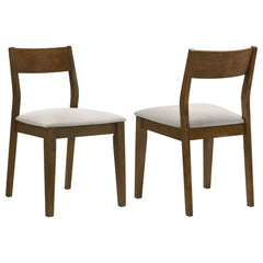 Silla de comedor Almonte con asiento tapizado en marrón oscuro (juego de 2)
