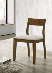 Silla de comedor Almonte con asiento tapizado en marrón oscuro (juego de 2)