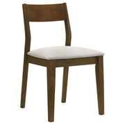 Silla de comedor Almonte con asiento tapizado en marrón oscuro (juego de 2)