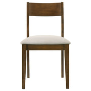 Silla de comedor Almonte con asiento tapizado en marrón oscuro (juego de 2)