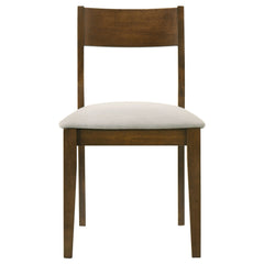 Silla de comedor Almonte con asiento tapizado en marrón oscuro (juego de 2)