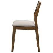 Silla de comedor Almonte con asiento tapizado en marrón oscuro (juego de 2)