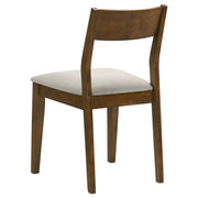 Silla de comedor Almonte con asiento tapizado en marrón oscuro (juego de 2)