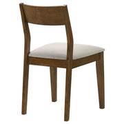 Silla de comedor Almonte con asiento tapizado en marrón oscuro (juego de 2)