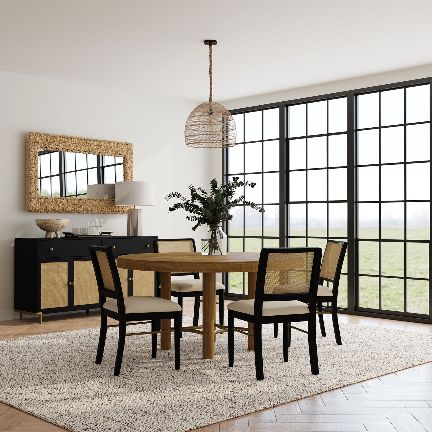 Arini Round Dining Room Table Set Sand Wash