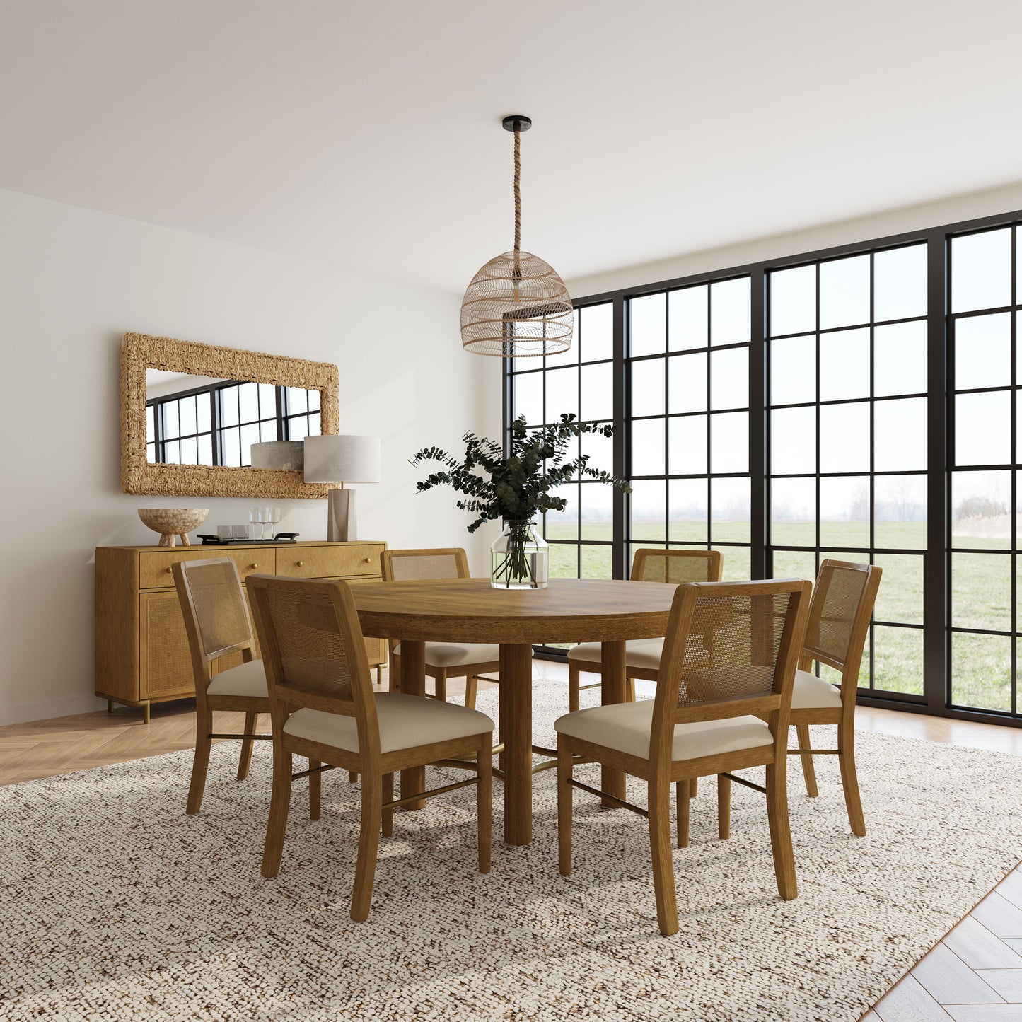 Arini Round Dining Room Table Set Sand Wash