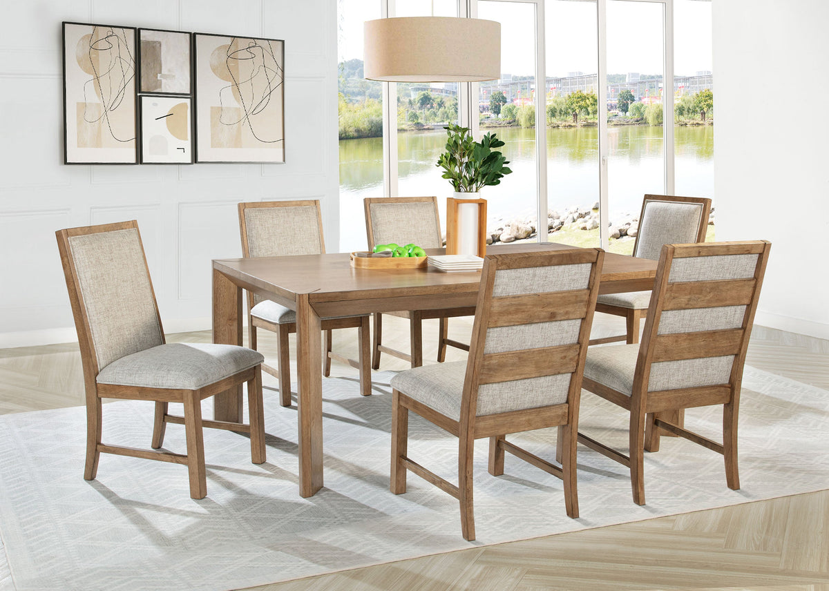 Juego de comedor rectangular Bruner de 72 pulgadas, color marrón natural