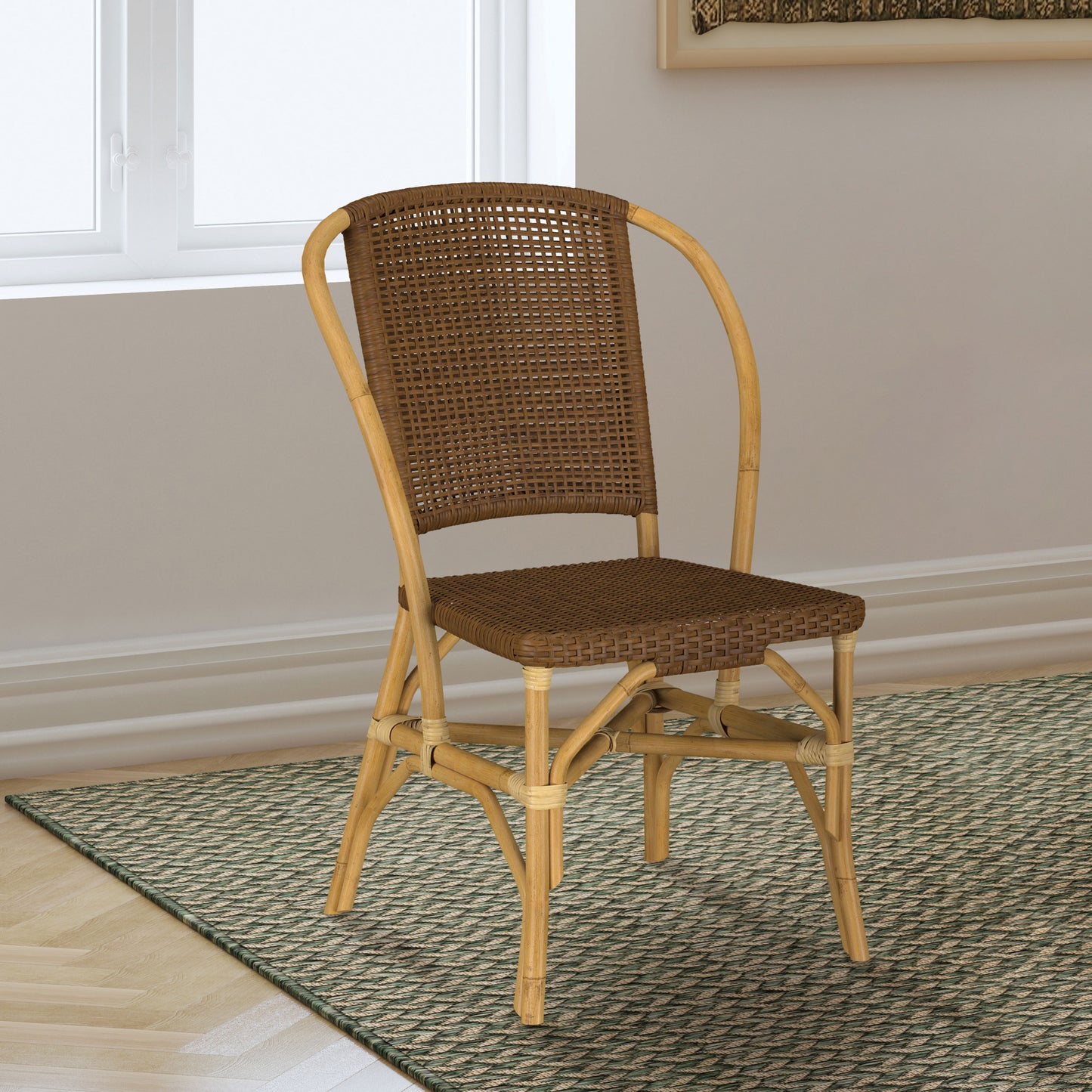 Lexley Woven Rattan Dining Side Chair Brown (Set of 2)