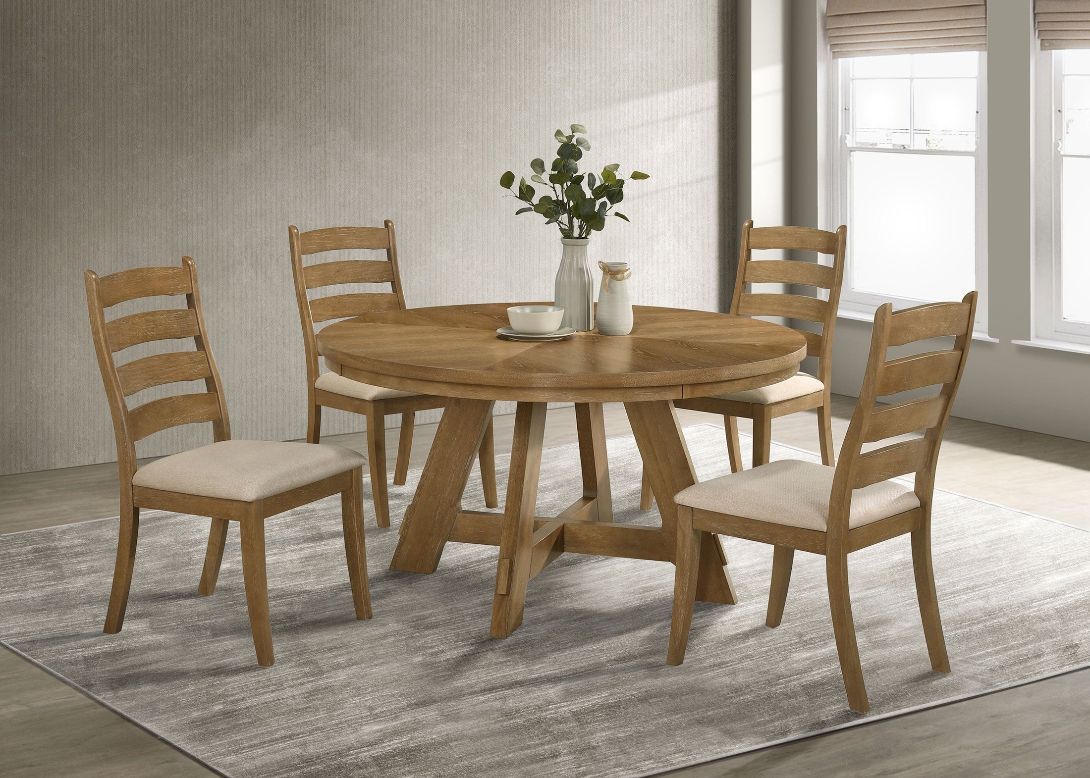 Juego de mesa de comedor Danvers en roble marrón y café con leche