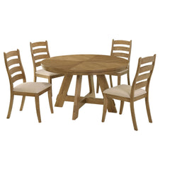 Juego de mesa de comedor Danvers en roble marrón y café con leche