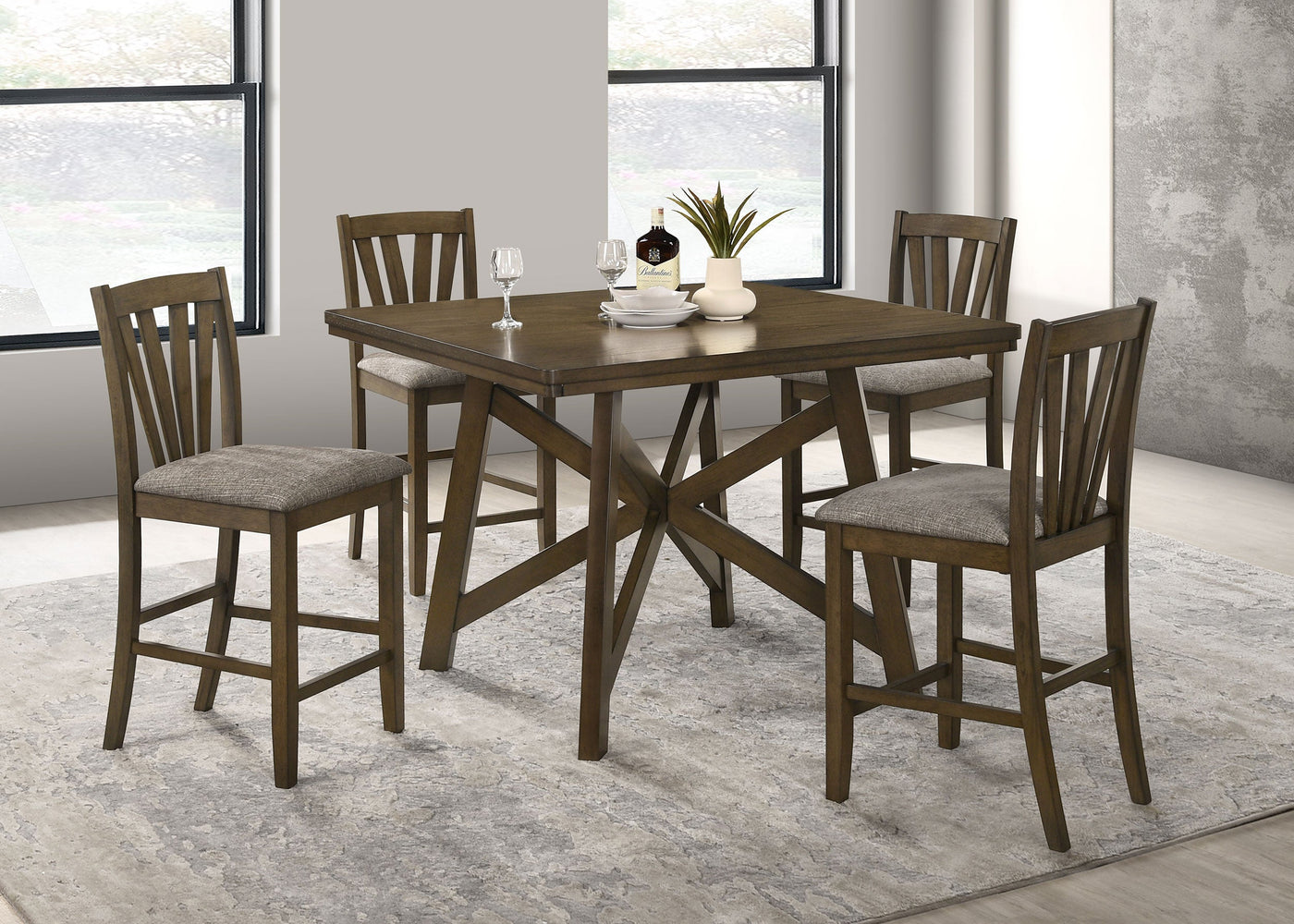 Juego de comedor Canfield de 47 pulgadas de altura de mostrador marrón