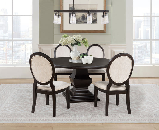 Twyla Round Wood Dining Room Table Set Dark Cocoa