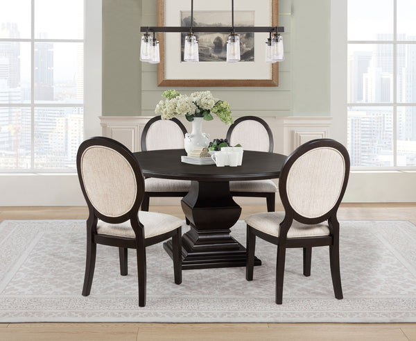 Twyla Round Wood Dining Room Table Set Dark Cocoa