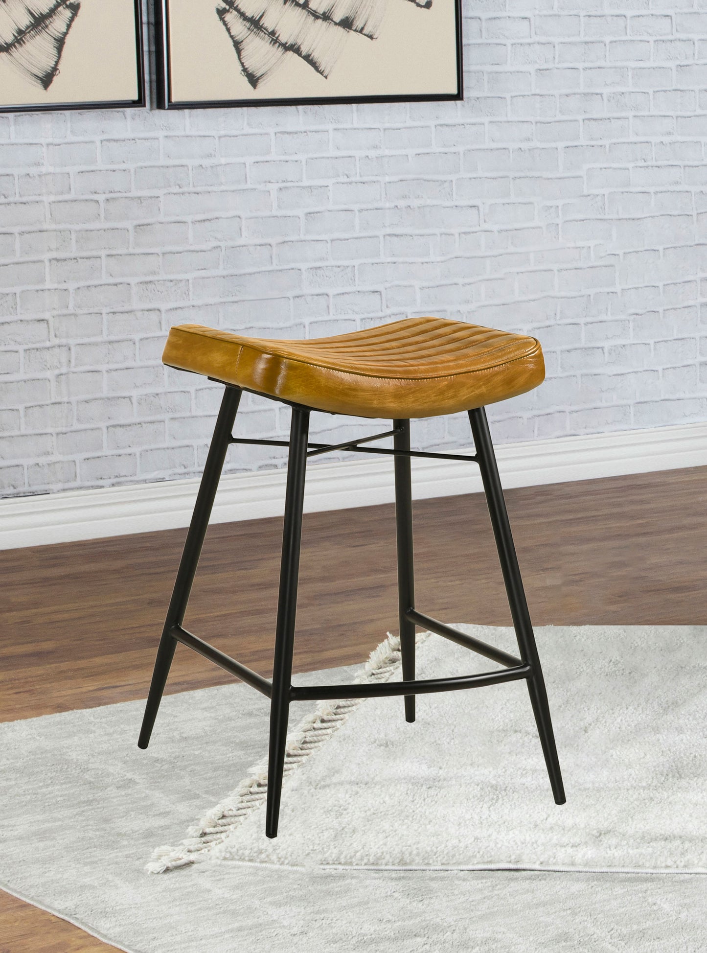 Bayu Leather Upholstered Counter Stool  (Set of 2)