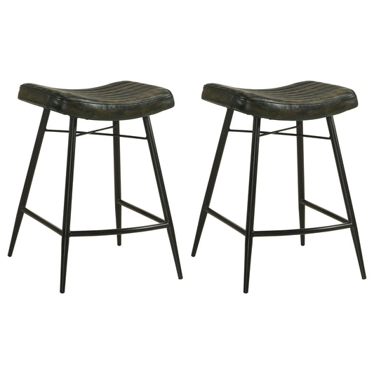 Bayu Leather Upholstered Counter Stool  (Set of 2)