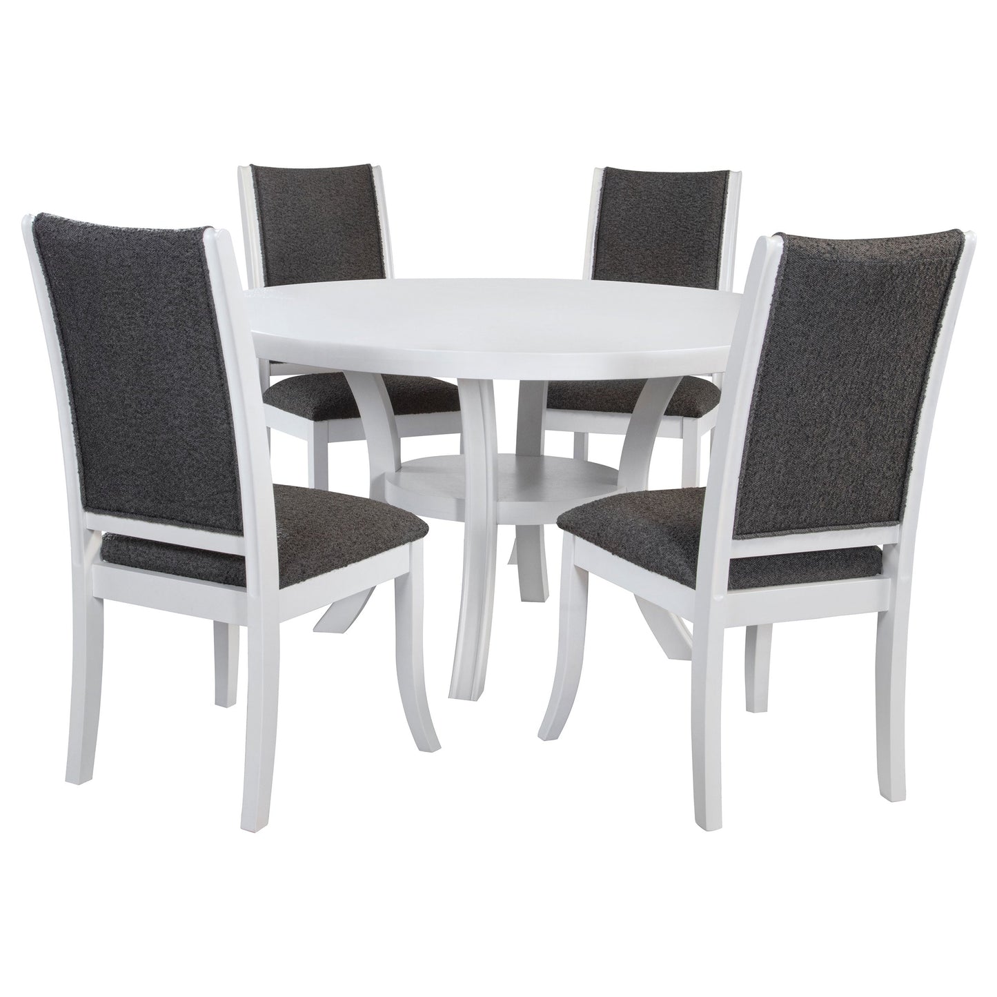 Juego de mesa de comedor redonda de madera Judd de 54 pulgadas en blanco perla