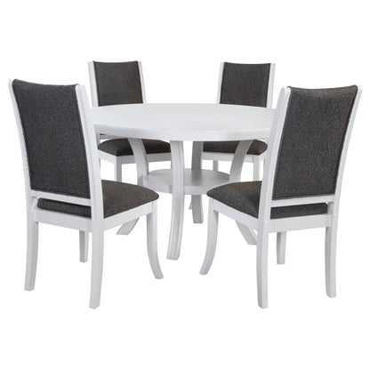 Juego de mesa de comedor redonda de madera Judd de 54 pulgadas en blanco perla