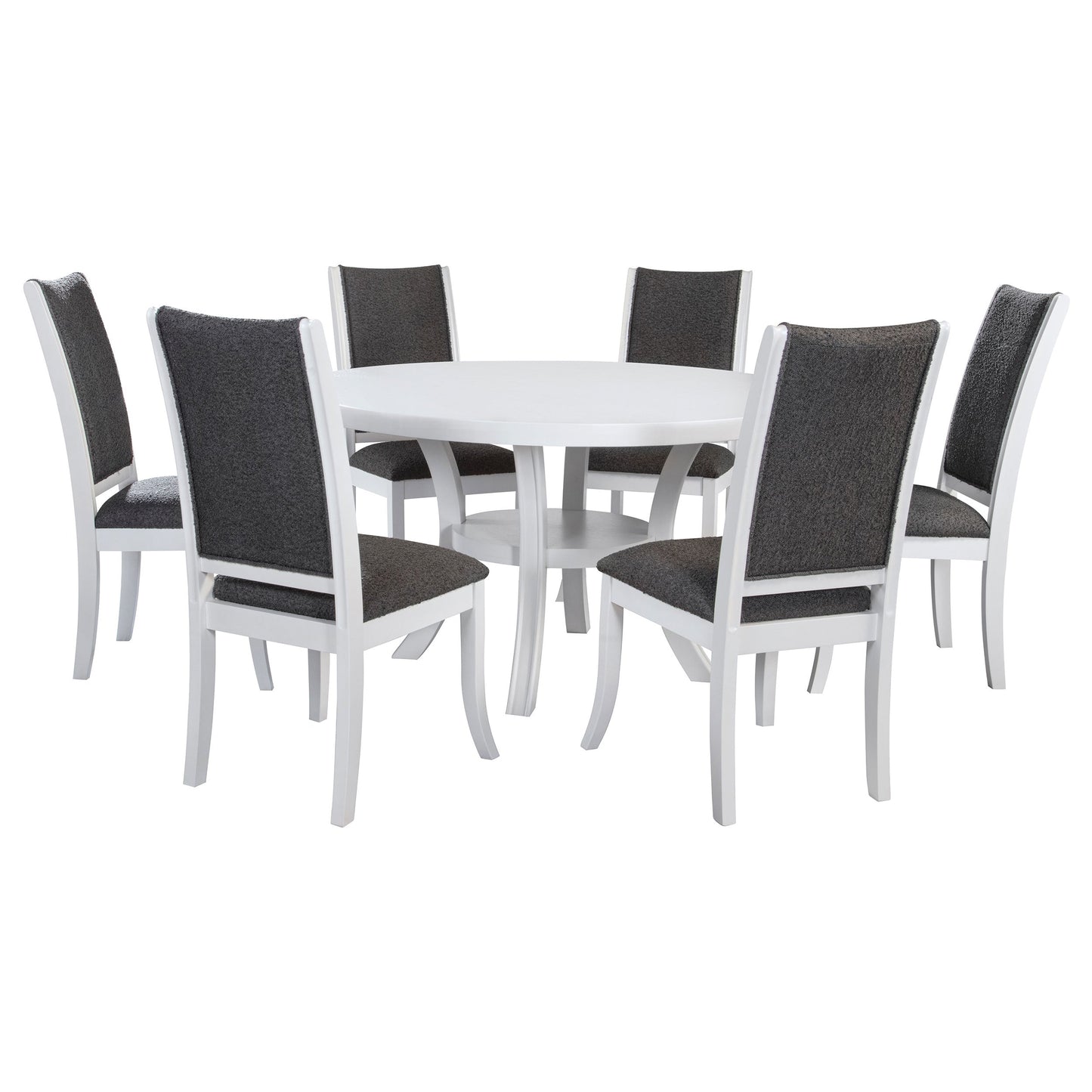 Juego de mesa de comedor redonda de madera Judd de 54 pulgadas en blanco perla