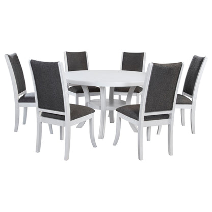 Juego de mesa de comedor redonda de madera Judd de 54 pulgadas en blanco perla