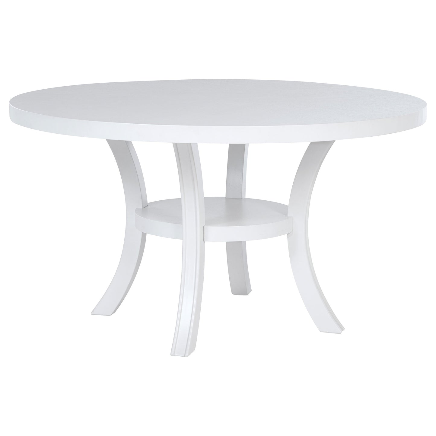 Juego de mesa de comedor redonda de madera Judd de 54 pulgadas en blanco perla