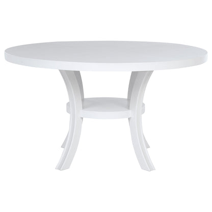 Juego de mesa de comedor redonda de madera Judd de 54 pulgadas en blanco perla