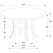 Mesa de comedor redonda de madera Judd de 54 pulgadas con estante en blanco perla