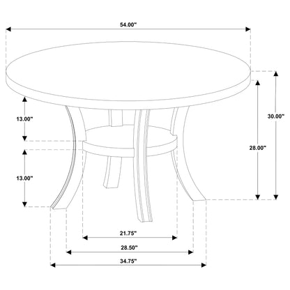 Mesa de comedor redonda de madera Judd de 54 pulgadas con estante en blanco perla