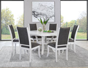 Mesa de comedor redonda de madera Judd de 54 pulgadas con estante en blanco perla
