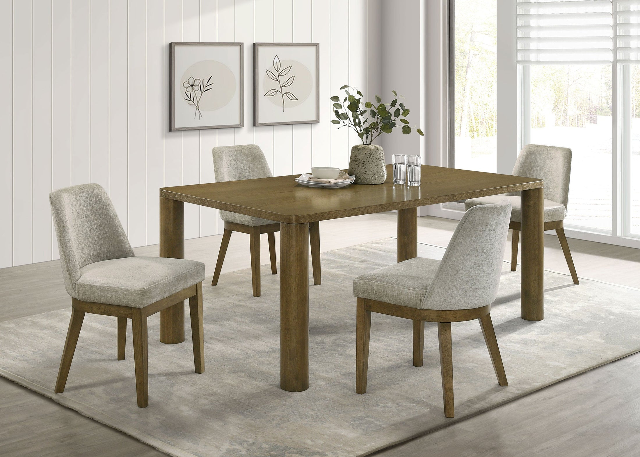 Juego de comedor rectangular Castlewood de 71 pulgadas en roble marrón