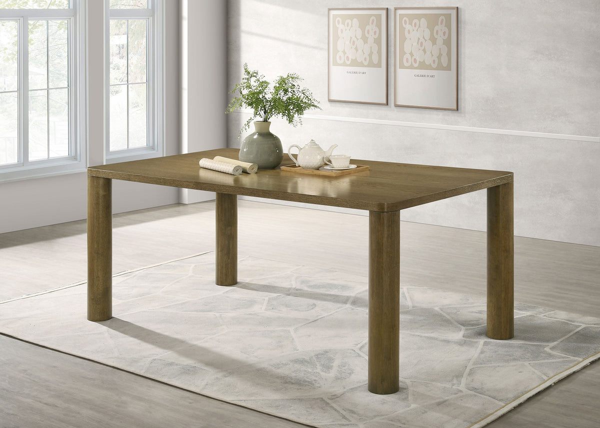 Mesa de comedor rectangular de madera de roble marrón Castlewood de 71 pulgadas