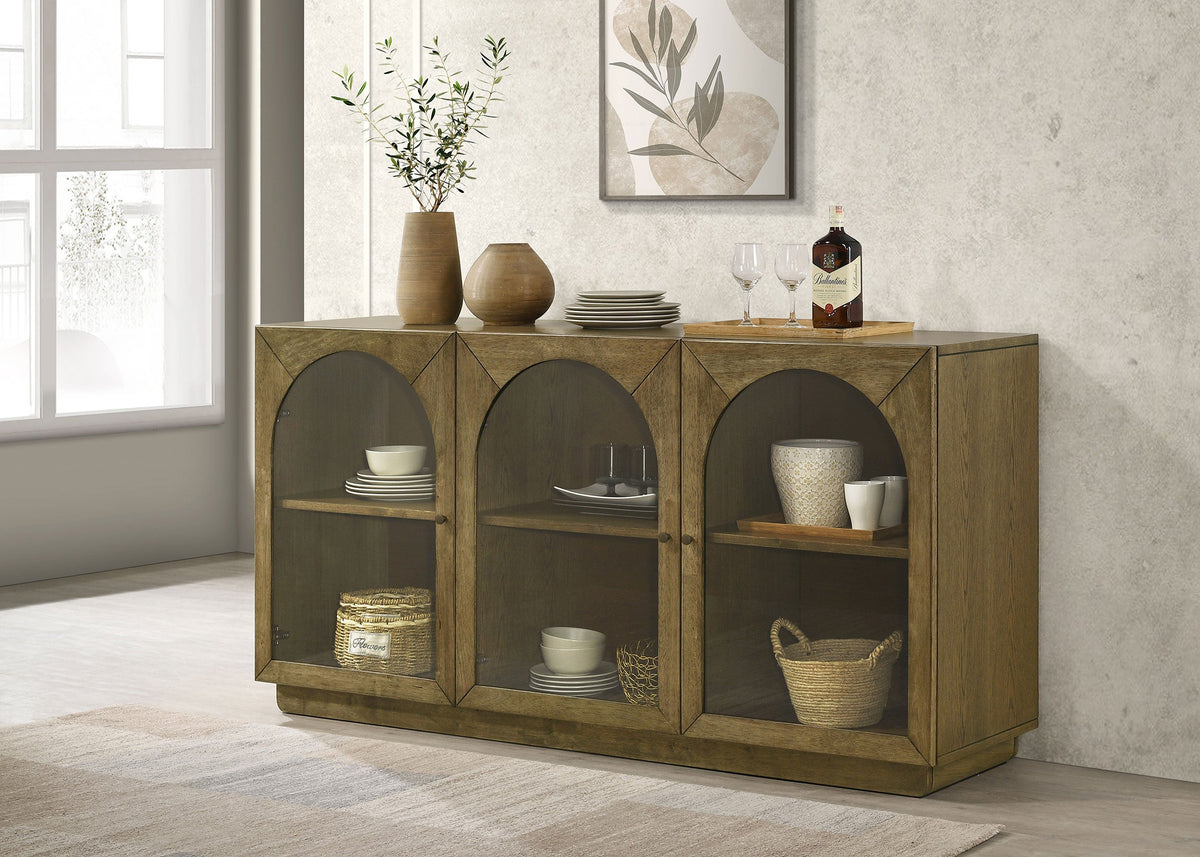 Aparador de comedor Castlewood de 71 pulgadas, estilo buffet, roble marrón