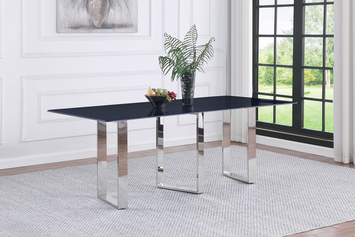Mesa de comedor rectangular de piedra sinterizada Desden de 79 pulgadas, color gris