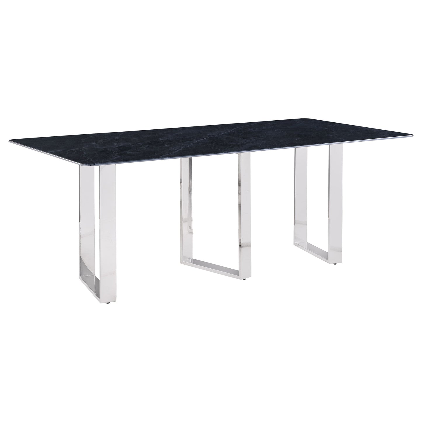 Mesa de comedor rectangular de piedra sinterizada Desden de 79 pulgadas, color gris