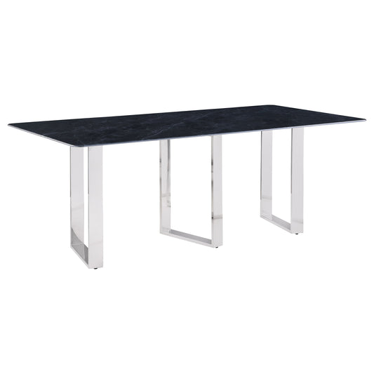 Mesa de comedor rectangular de piedra sinterizada Desden de 79 pulgadas, color gris