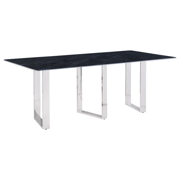 Mesa de comedor rectangular de piedra sinterizada Desden de 79 pulgadas, color gris