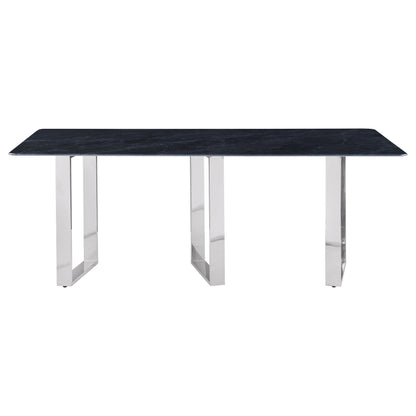 Mesa de comedor rectangular de piedra sinterizada Desden de 79 pulgadas, color gris