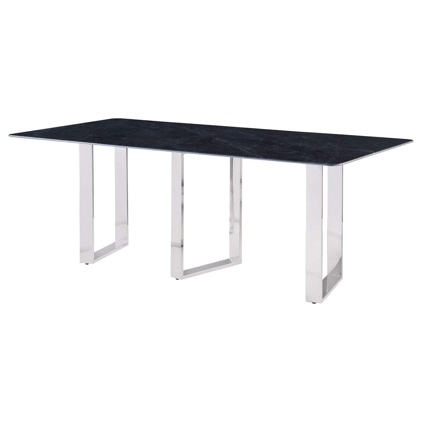 Mesa de comedor rectangular de piedra sinterizada Desden de 79 pulgadas, color gris