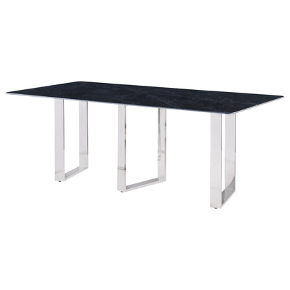 Mesa de comedor rectangular de piedra sinterizada Desden de 79 pulgadas, color gris