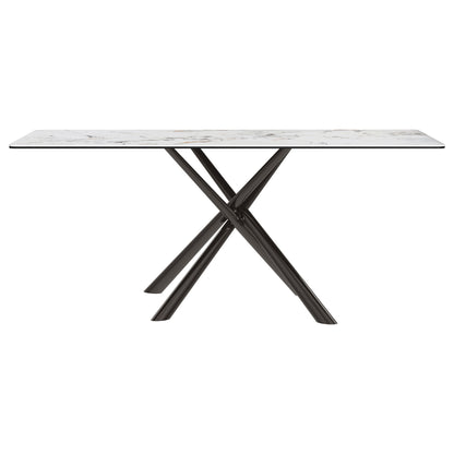 Carvell Rectangular Sintered Stone Dining Table Mirage White