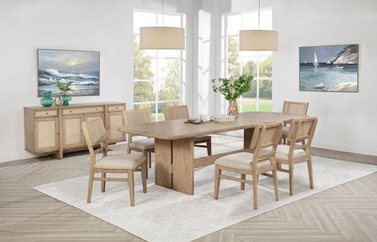 Juego de mesa de comedor rectangular de madera Kailani en roble beige