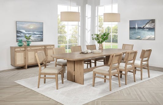 Juego de mesa de comedor rectangular de madera Kailani en roble beige