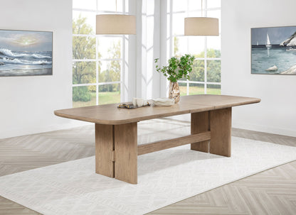 Mesa de comedor rectangular de madera Kailani de 110 pulgadas en roble beige