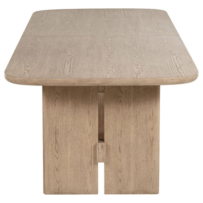 Mesa de comedor rectangular de madera Kailani de 110 pulgadas en roble beige