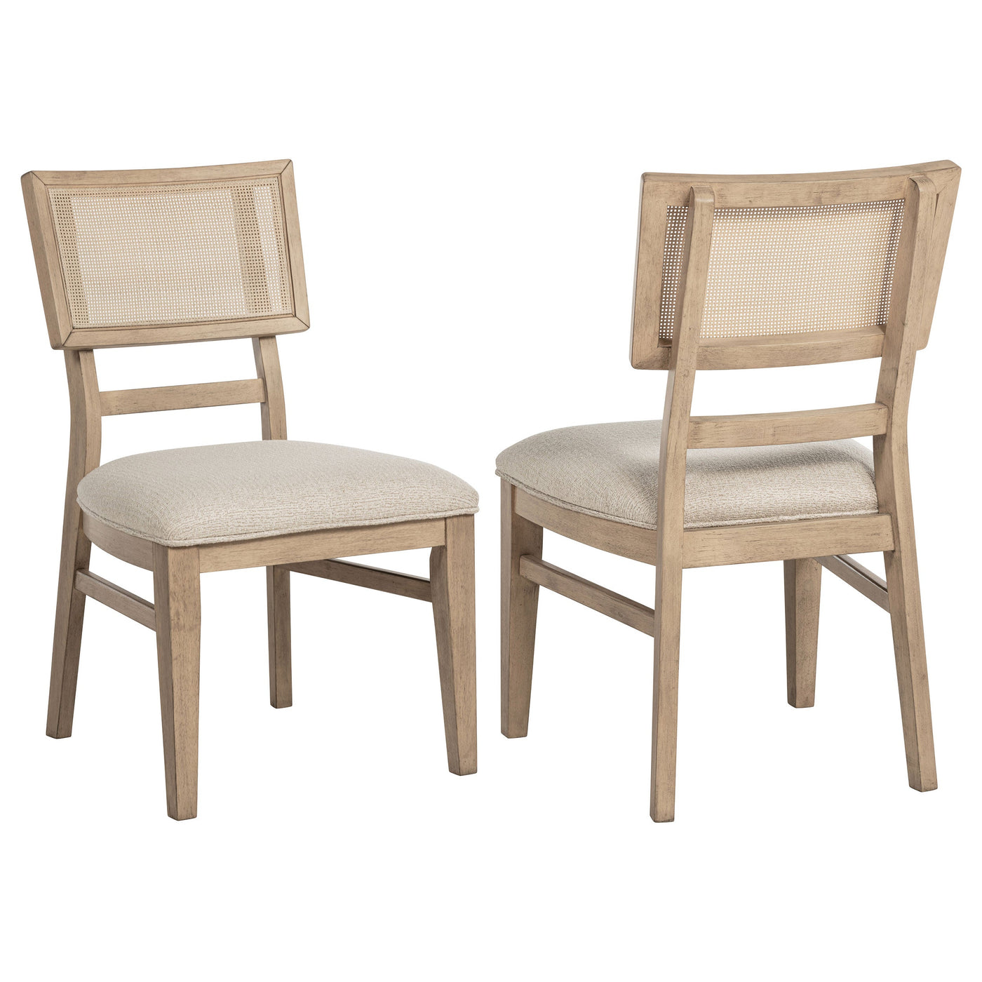 Silla de comedor Kailani de ratán y caña, roble beige (juego de 2)