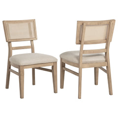 Silla de comedor Kailani de ratán y caña, roble beige (juego de 2)