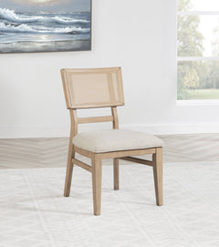 Silla de comedor Kailani de ratán y caña, roble beige (juego de 2)
