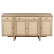 Aparador de caña de 4 puertas Kailani, mueble buffet, roble beige