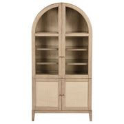 Vitrina de comedor Kailani de 4 puertas de caña en roble beige