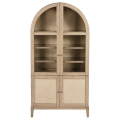 Vitrina de comedor Kailani de 4 puertas de caña en roble beige